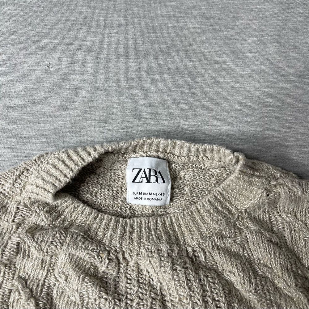 ZARA Women’s Cable Knit Pullover Crewneck Sweater - Picture 6 of 7